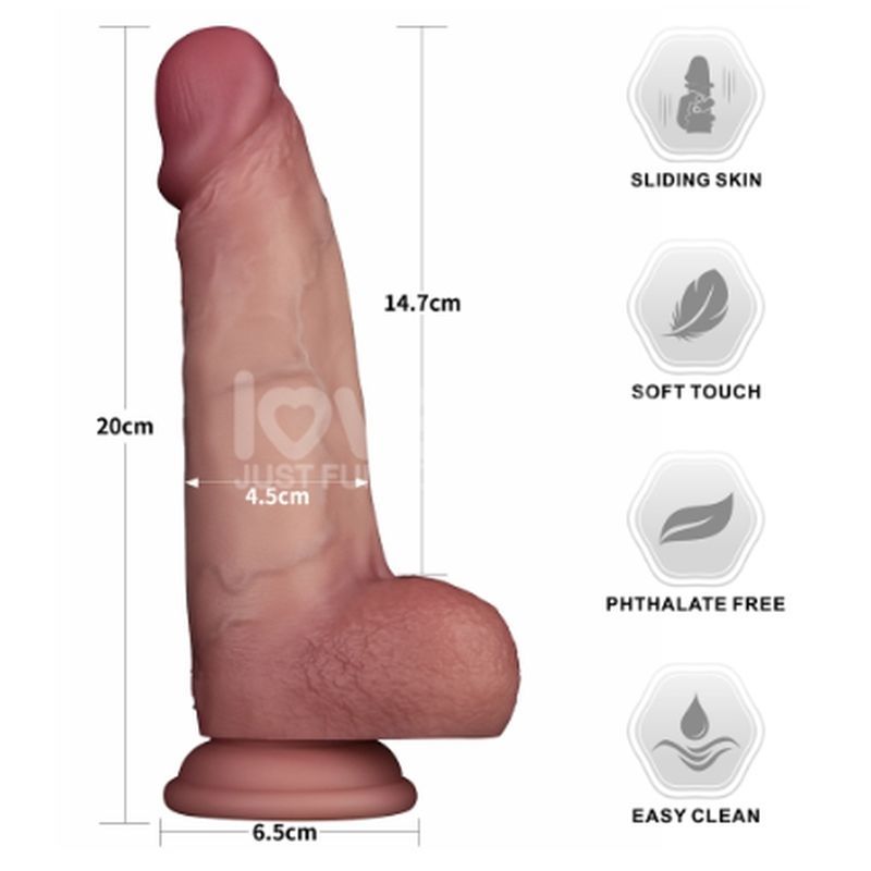 Sliding Skin Pro Dual Layer Silicone Dong 8 Inch – Medical-Grade Dual-Density Silicone Dong