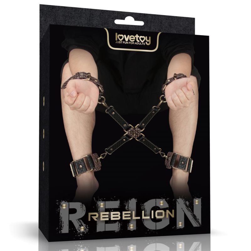 Rebellion Reign Hogtie Set – Bronze Spiked Handcuffs and Ankle Cuffs Restraint Set
