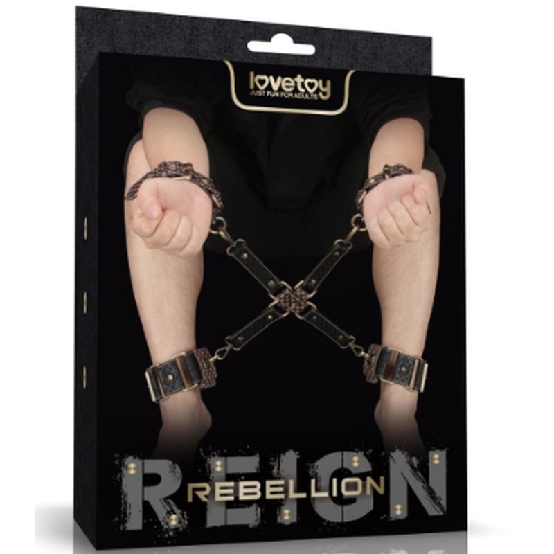 Rebellion Reign Hogtie Set – Bronze Spiked Handcuffs and Ankle Cuffs Restraint Set