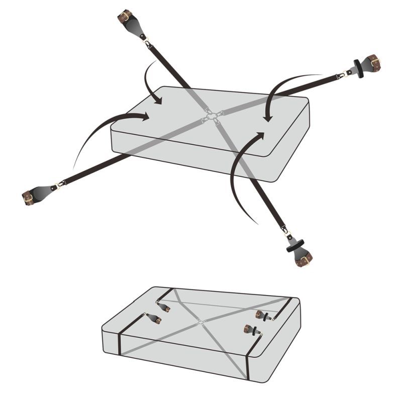 Rebellion Reign Under Mattress Restraint Set – Adjustable Nylon Straps Bondage Restraint