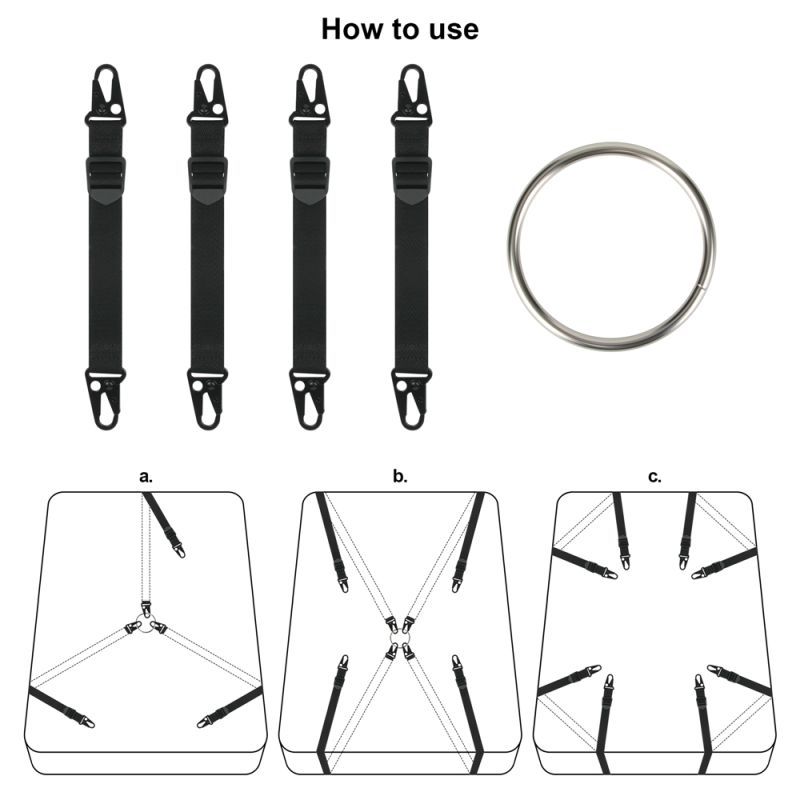 Rebellion Reign Under Mattress Restraint Set – Adjustable Nylon Straps Bondage Restraint