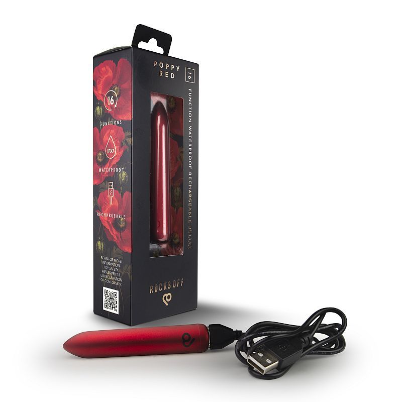 Poppy Red Rechargeable Bullet Vibrator – Sleek Compact Rechargeable Vibrator
