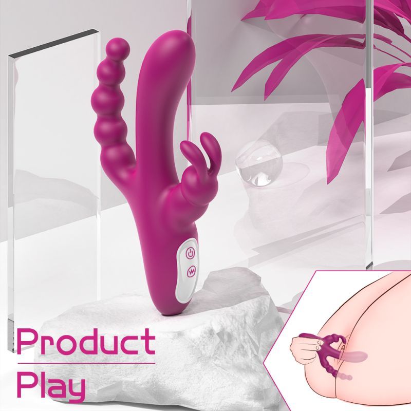 Joker Triple Ecstasy (Pink) – Luxury 8.5 Inch Silicone Triple Stimulation Vibrator with 9 Vibration Modes