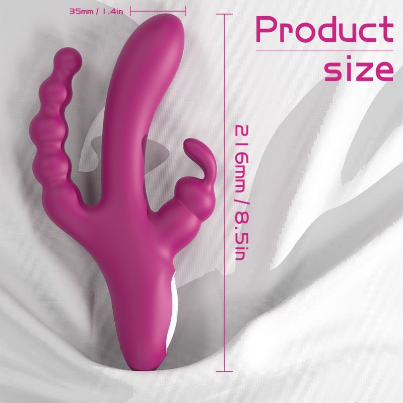 Joker Triple Ecstasy (Pink) – Luxury 8.5 Inch Silicone Triple Stimulation Vibrator with 9 Vibration Modes