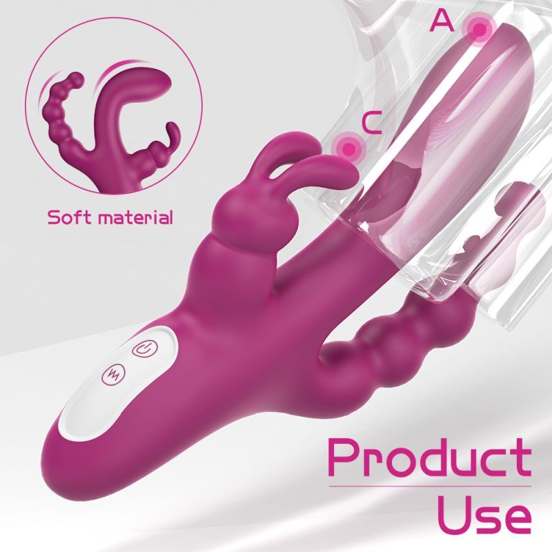 Joker Triple Ecstasy (Pink) – Luxury 8.5 Inch Silicone Triple Stimulation Vibrator with 9 Vibration Modes