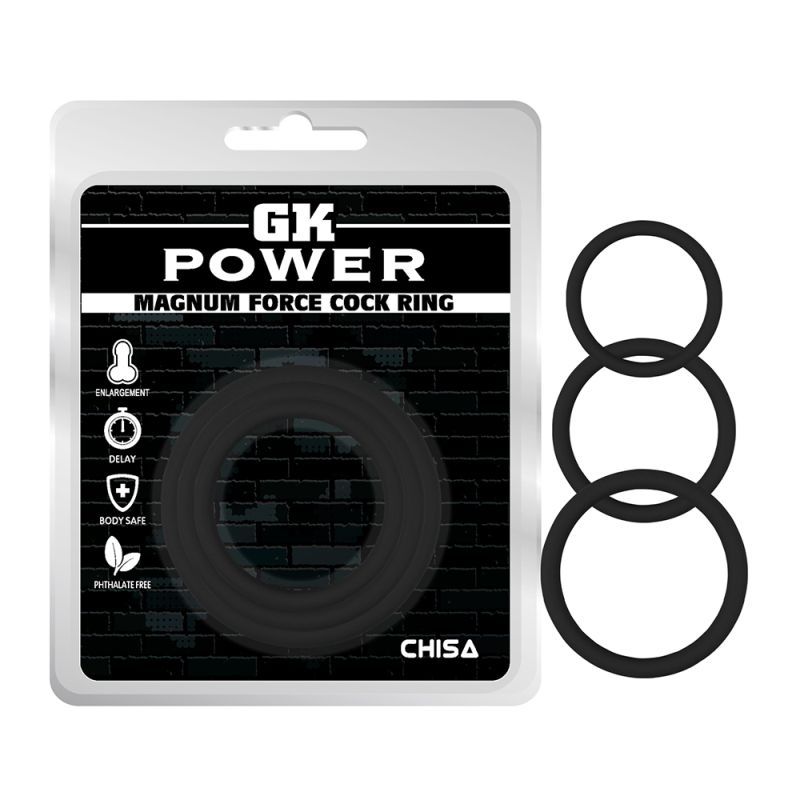 Magnum Force (Black) – Silicone Cock Ring Set with Three Sizes
