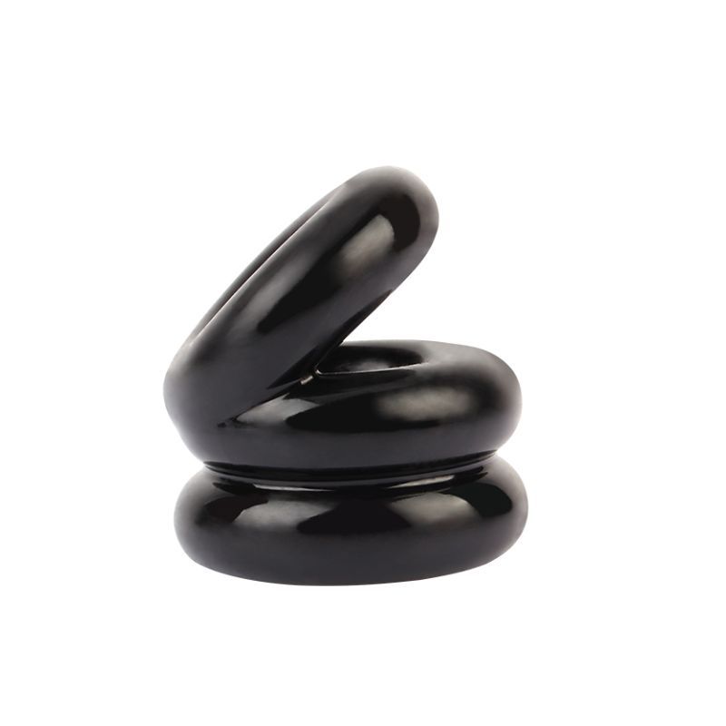 Stacked Dual Pleasure Ring (Black) – Double Loop Cock Ring