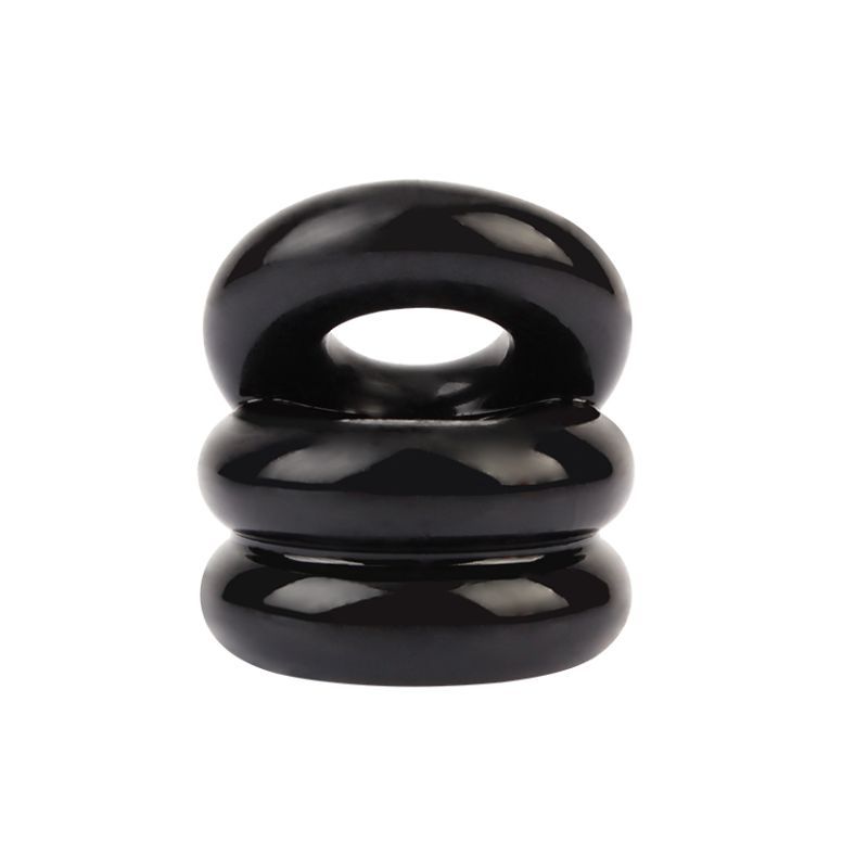 Stacked Dual Pleasure Ring (Black) – Double Loop Cock Ring