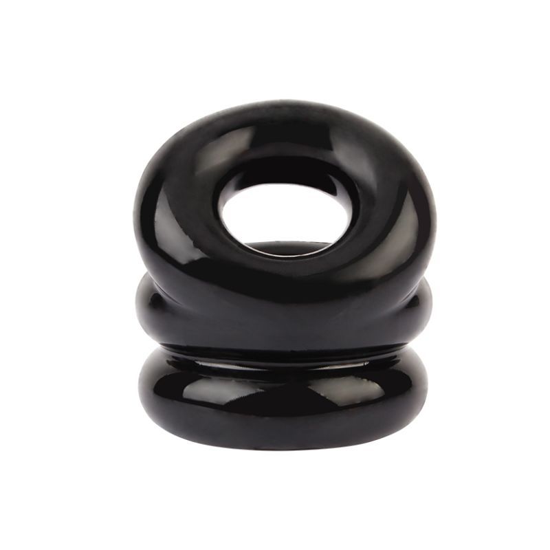 Stacked Dual Pleasure Ring (Black) – Double Loop Cock Ring