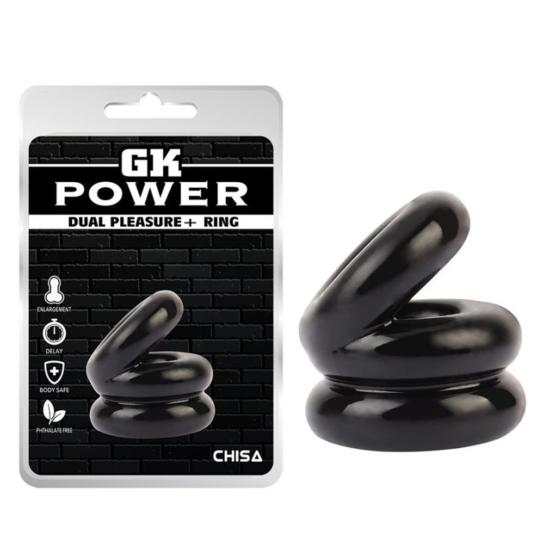 Stacked Dual Pleasure Ring (Black) – Double Loop Cock Ring