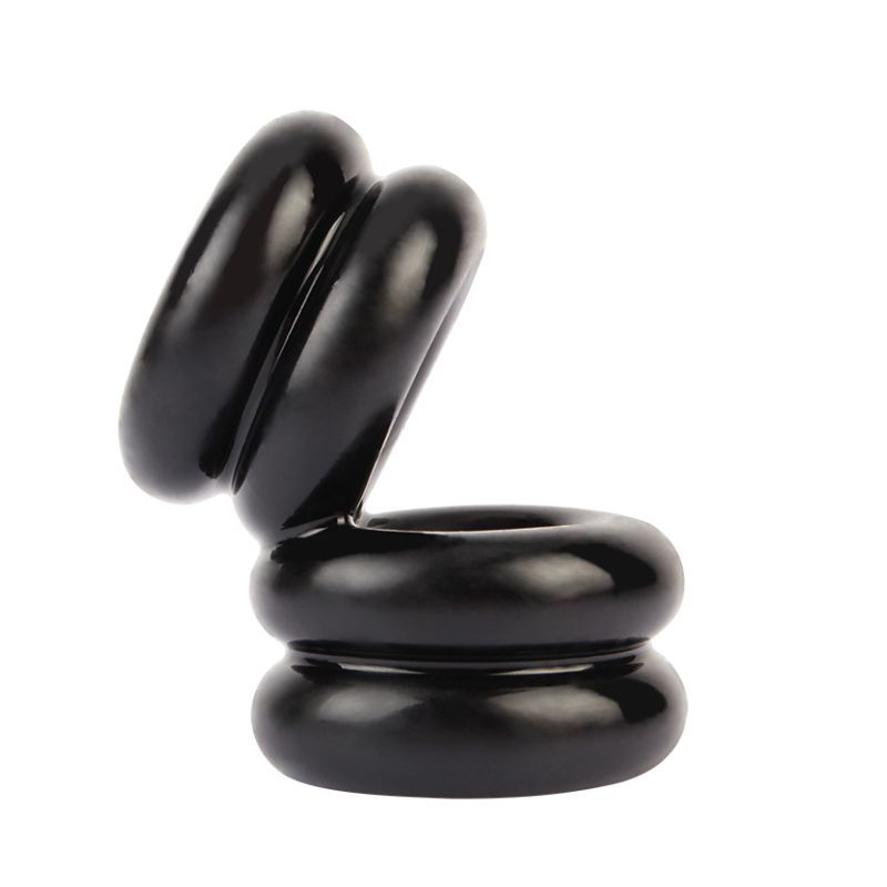 Double Stacked Dual Pleasure Ring (Black) – Stamina Enhancing Ring