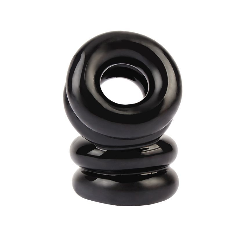 Double Stacked Dual Pleasure Ring (Black) – Stamina Enhancing Ring
