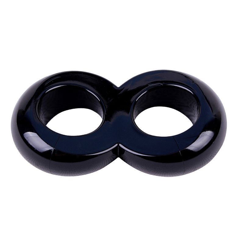 Duo Cock 8 Ball Ring (Black) – 2.5 cm Dual Squeeze Cock Ring