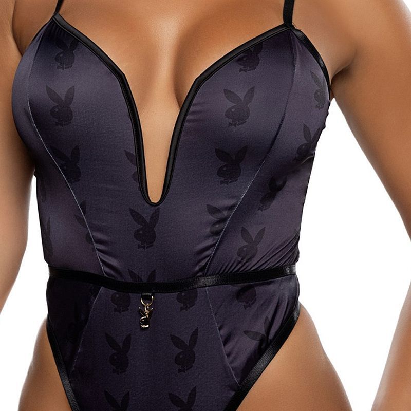 Playboy Blackout Bunny Romper (Navy Blue) – Satin Lingerie