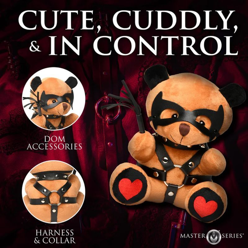 Dom Teddy Bear Plushy – Collectible 8.7 Inch Plush Toy with Vegan Leather Harness