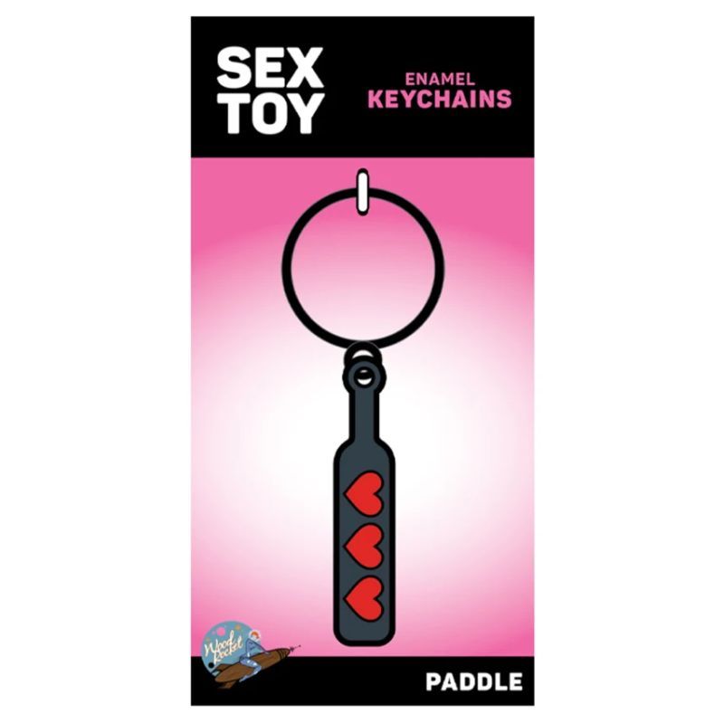 Wood Rocket Hearts Paddle Keychain – Enamel Kink Accessory Keychain