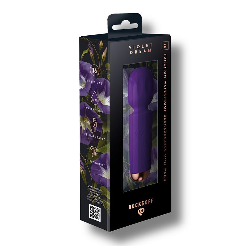 Violet Dream (Purple) – Waterproof Rechargeable 16-Mode Silicone Mini Wand Vibrator