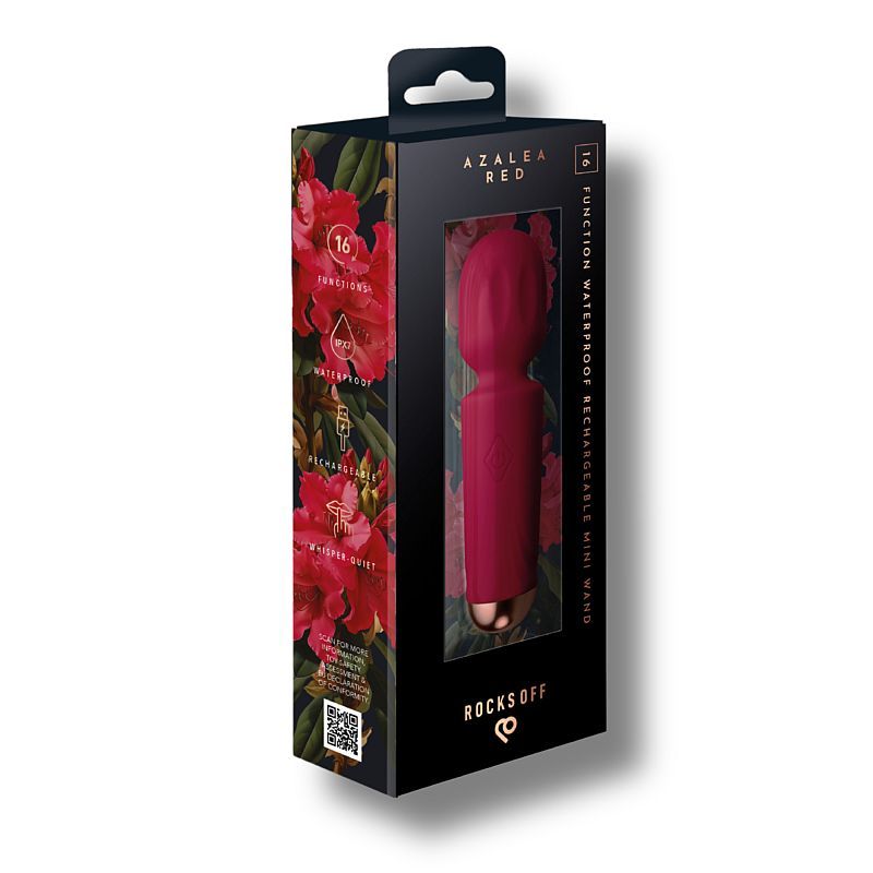 Rechargeable Silicone Mini Wand (Azalea Red) – Waterproof 16 Mode Wand Vibrator