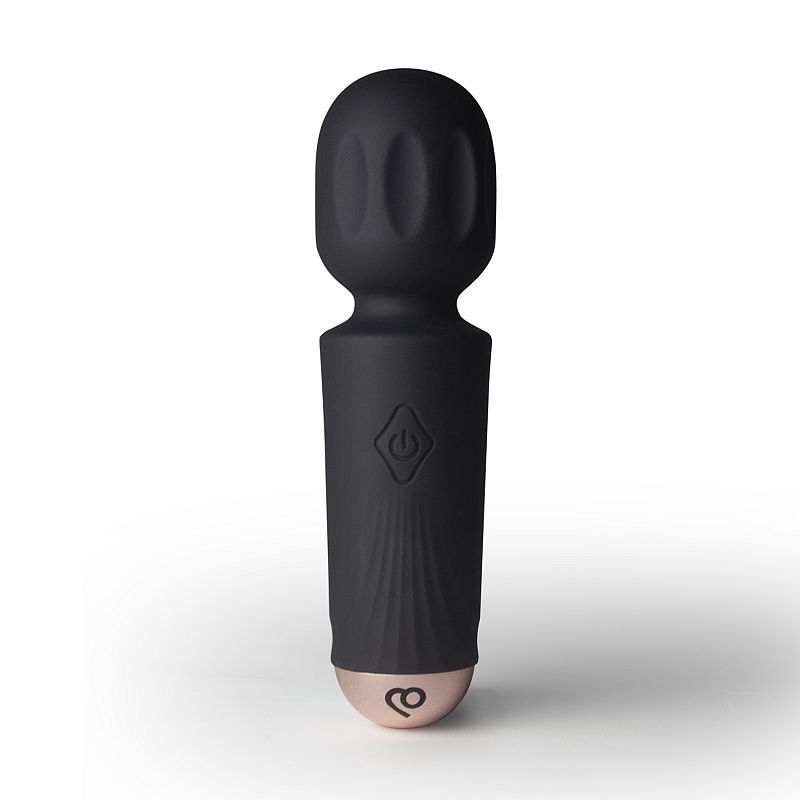 Black Tulip Rechargeable Mini Wand (Black) – Waterproof Silicone Wand with 16 Modes