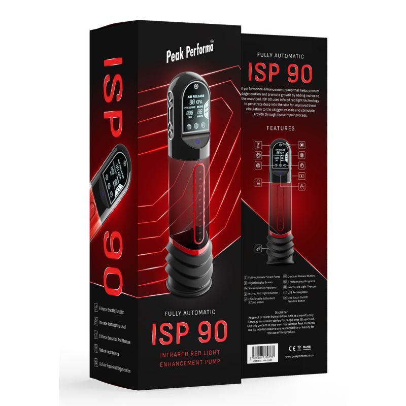 Peak Performance Curve Infrared Automatic Penis Pump (Red) – LCD Display
