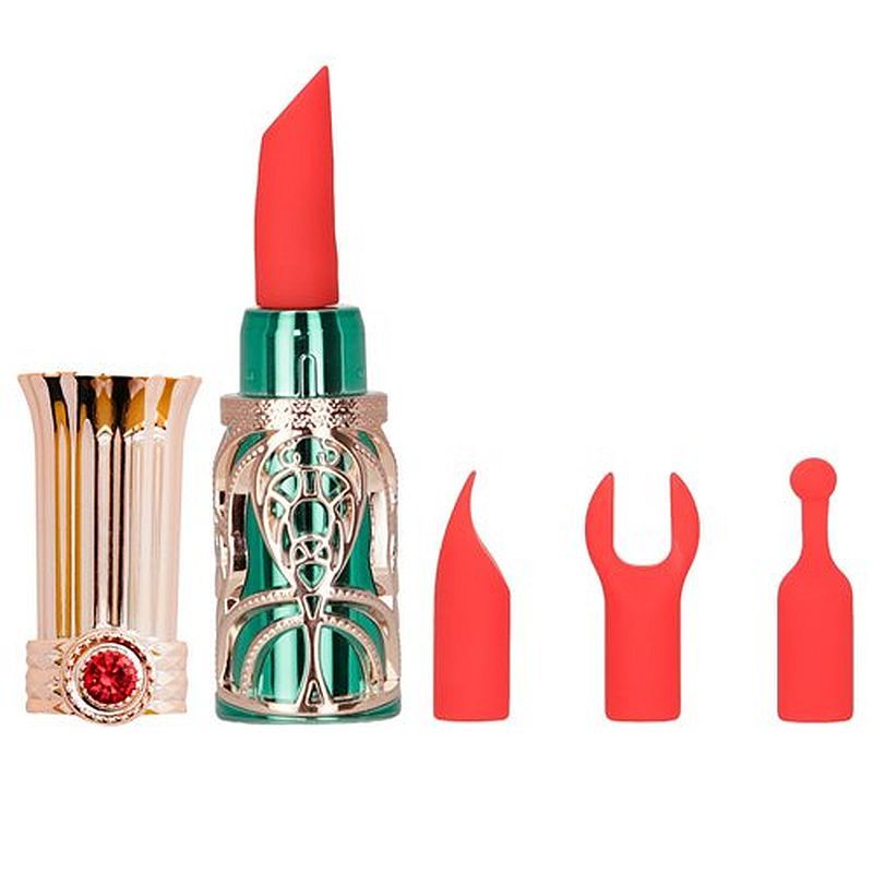 Emerald Kiss 4-in-1 – Luxury Lipstick Vibrator with Interchangeable Tips