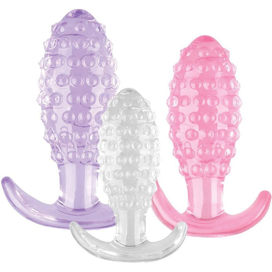 Crystal Ballers 3 Pc Set – Small, Medium, Large Silicone Anal Plug Set