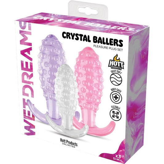 Crystal Ballers 3 Pc Set – Small, Medium, Large Silicone Anal Plug Set