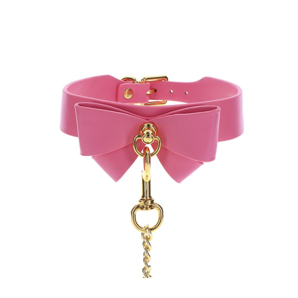 Taboom Malibu Bow Collar and Leash – Vegan Leather Bondage Accessory