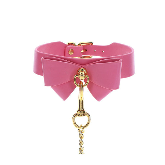 Taboom Malibu Bow Collar and Leash – Vegan Leather Bondage Accessory