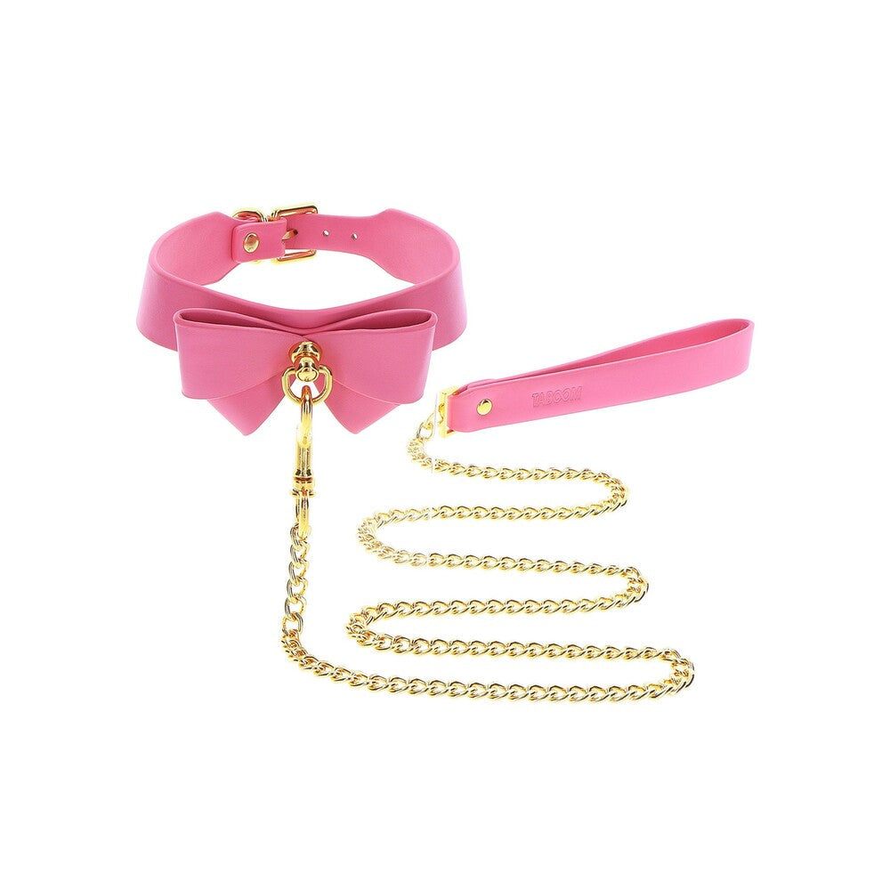 Taboom Malibu Bow Collar and Leash – Vegan Leather Bondage Accessory