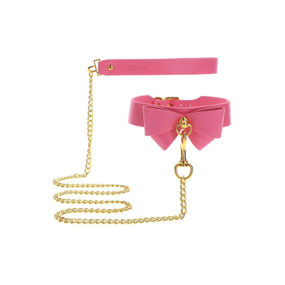 Taboom Malibu Bow Collar and Leash – Vegan Leather Bondage Accessory