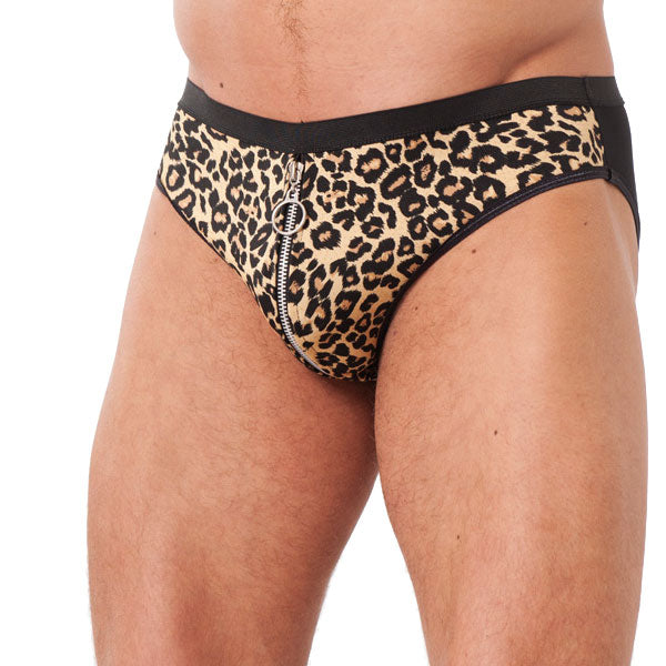 Rimba Animal Print Briefs with Zipper – Men's Nylon Briefs