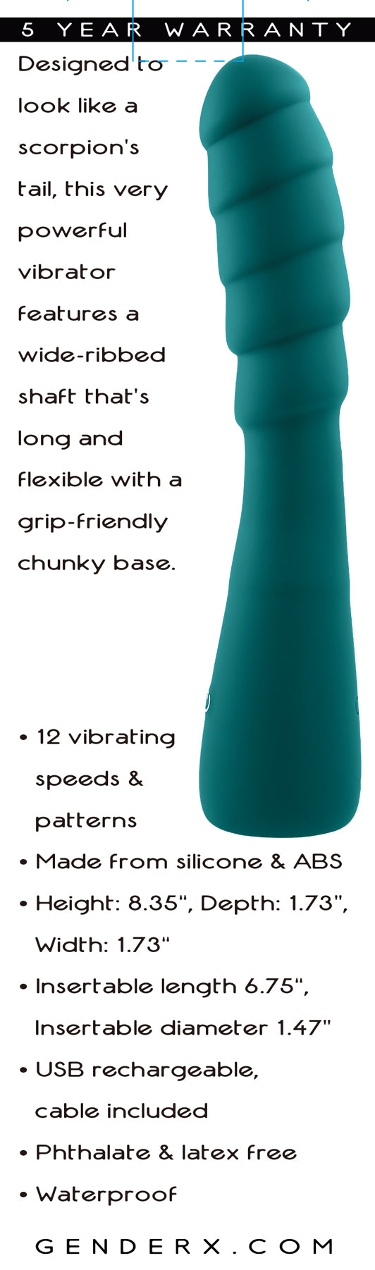 Gender X SCORPION Vibrator 21.2 cm Long Ribbed Design