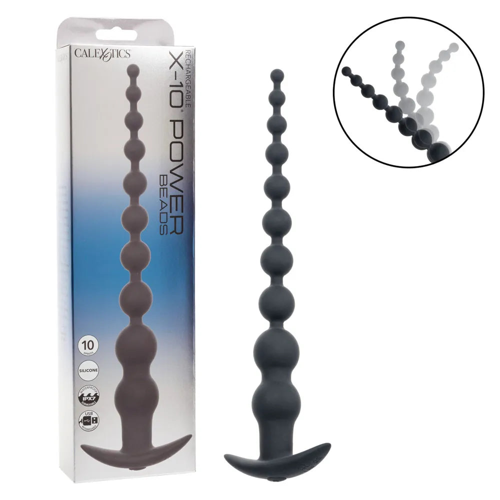 Rechargeable X-10 Power Beads (Black) – Extended Length Anal Beads