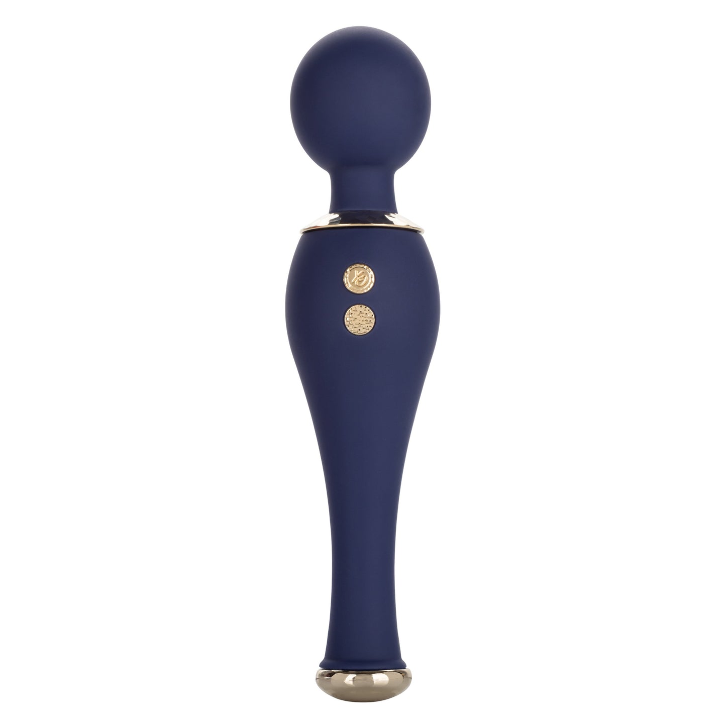 Chic Poppy Navy Blue Ultra-Plush Silicone Massager with 5 Vibration Levels and Gold Accents, Rechargeable, Waterproof