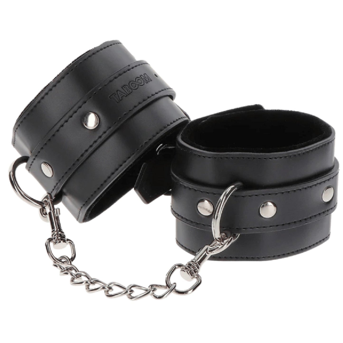 Taboom Wrist Cuffs – Adjustable Vegan Leather Bondage Wrist Cuffs with Velvet Lining