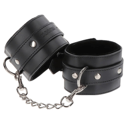 Taboom Wrist Cuffs – Adjustable Vegan Leather Bondage Wrist Cuffs with Velvet Lining