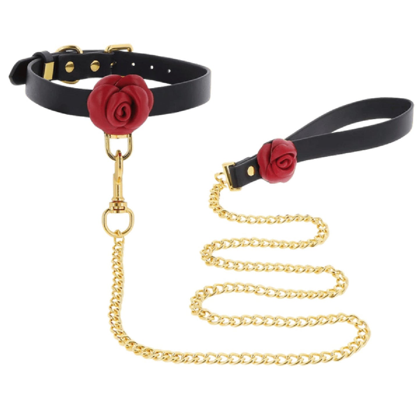 Taboom Wild Roses Collar and Leash – Faux Leather BDSM Accessories