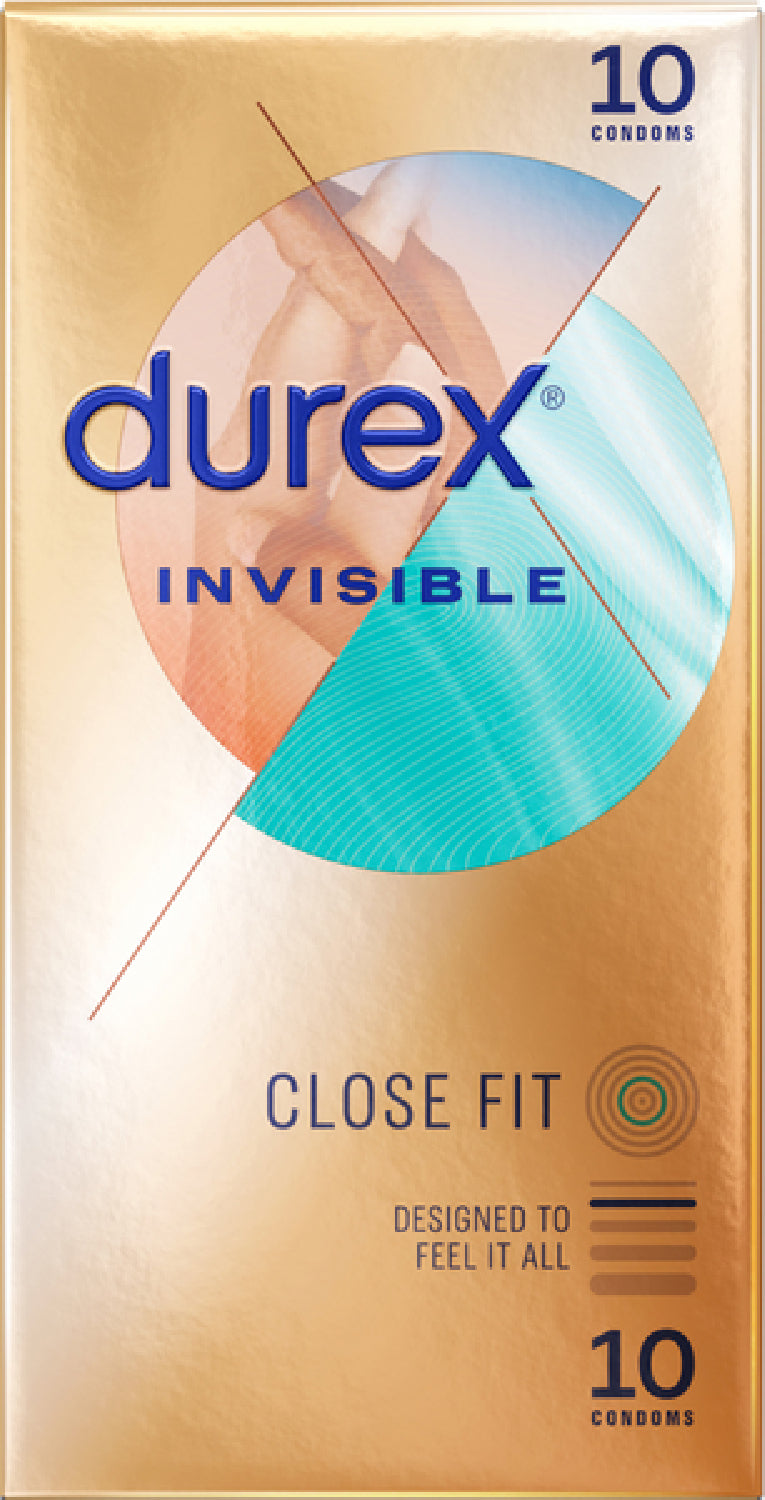Durex Invisible Close Fit – Ultra-Thin Natural Rubber Latex Condoms 10 Pack