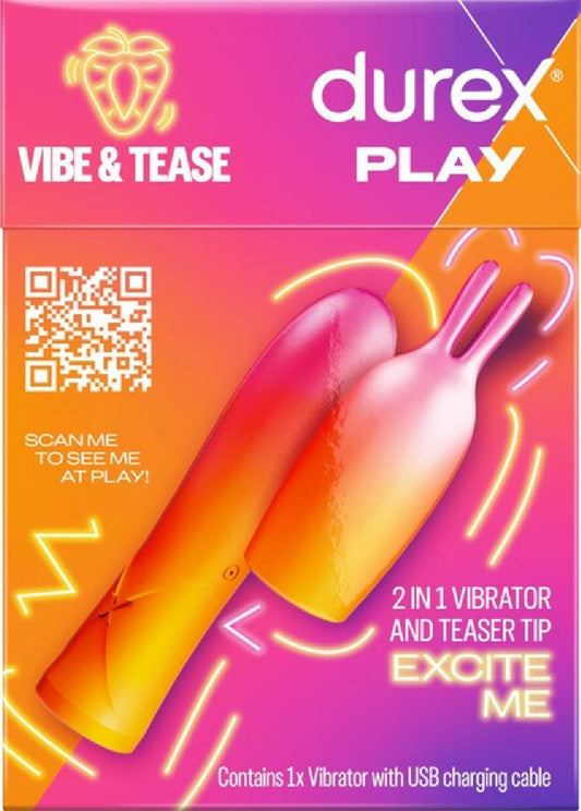 Durex Play Vibe & Tease 2-in-1 – Multi-Speed Vibrator with Teaser Tip