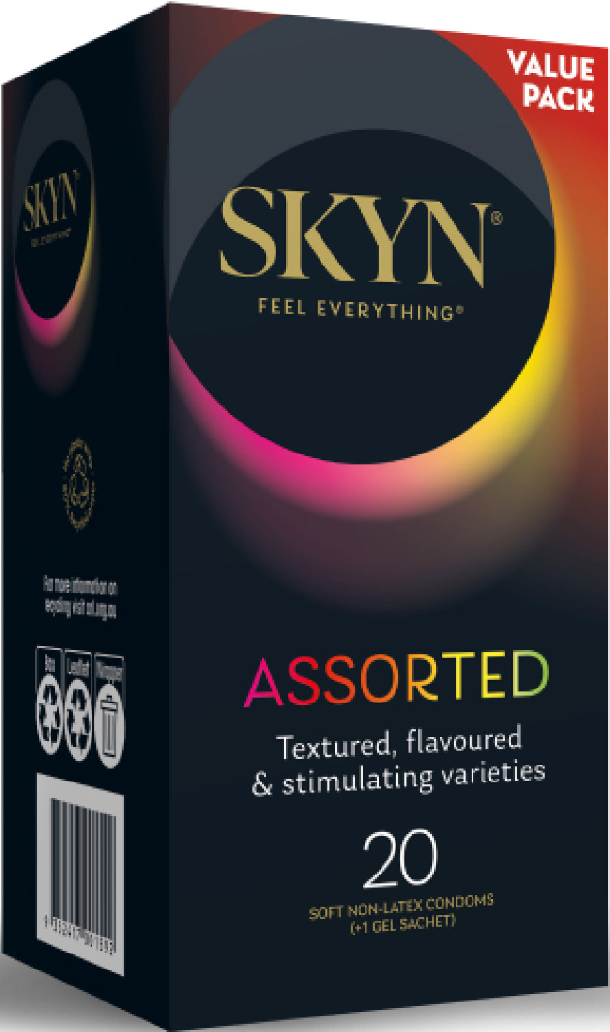 Skyn Assorted Experience – Textured Flavoured 20 Pack Condoms with non-Latex Skynfeel Material