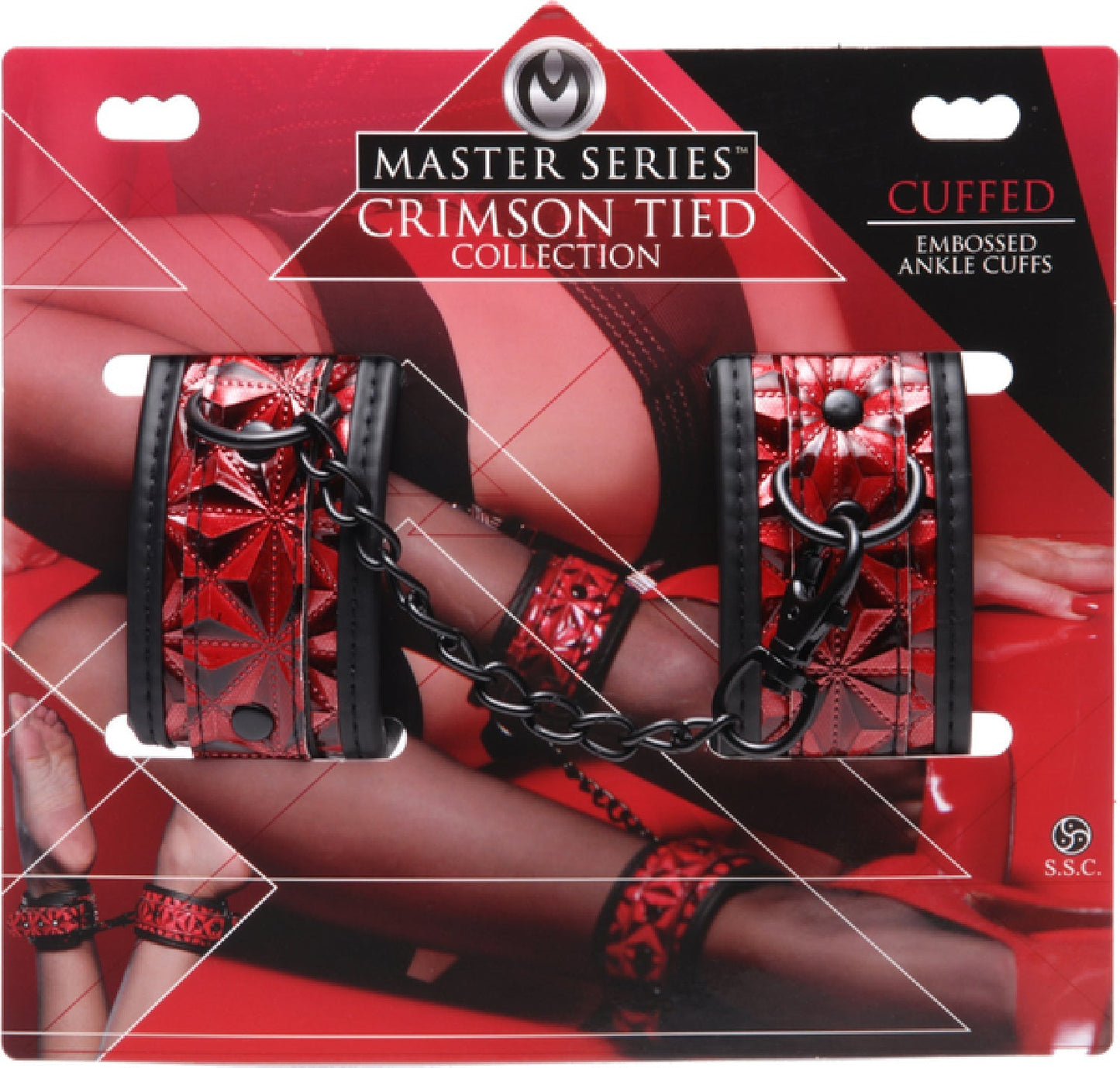 Crimson Tied Embossed Ankle Cuffs – Adjustable Bondage Accessories