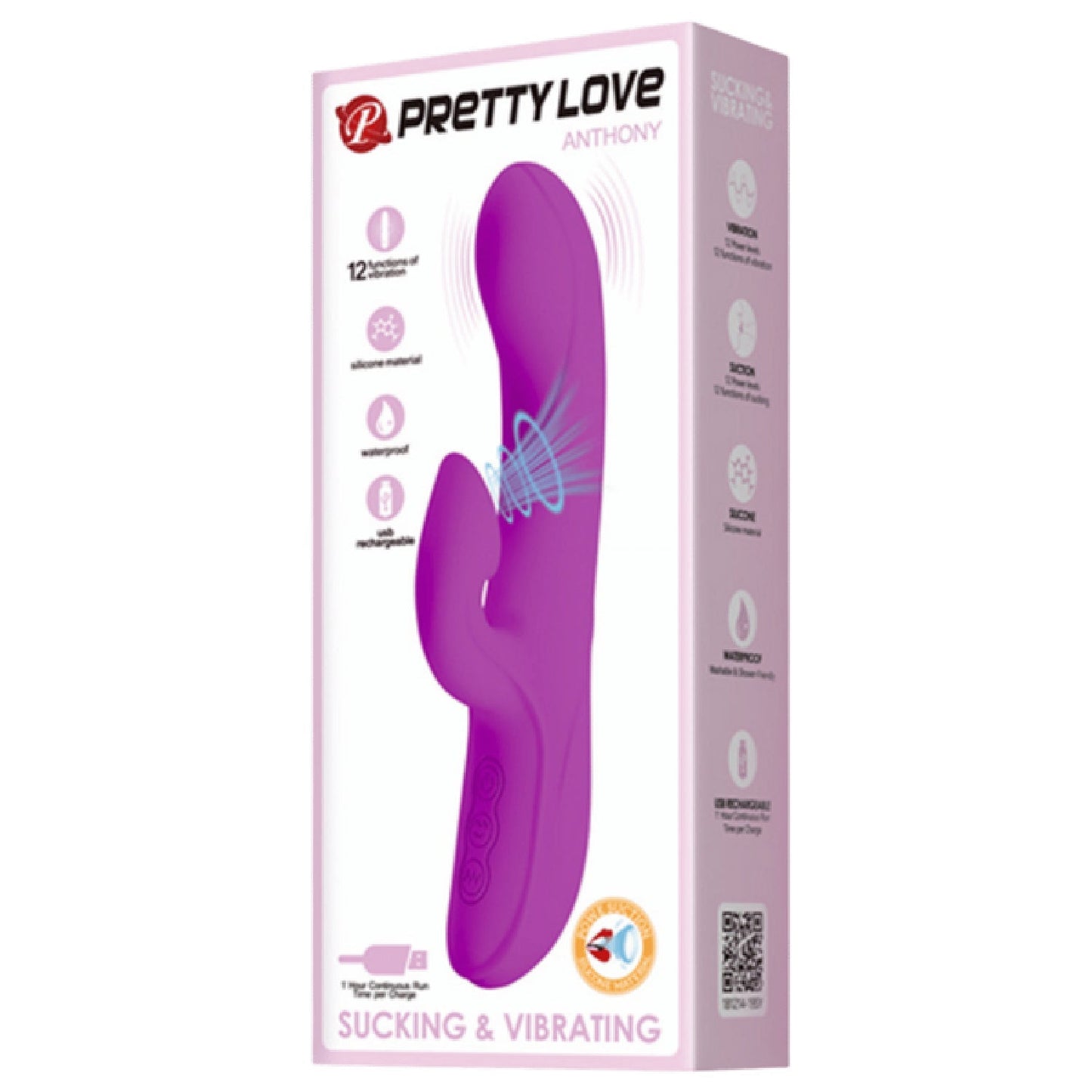 Rechargeable Anthony – Silicone Clit Suction Rabbit Vibrator With Curved Shaft And Thicker Tip