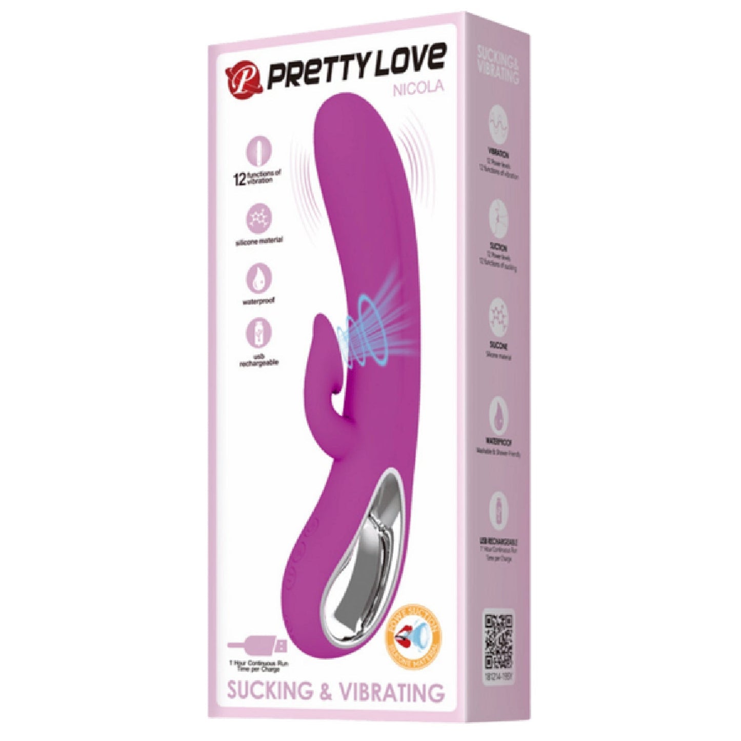 Nicola Rechargeable – Silicone 24 Function Clit Suction Rabbit Vibrator