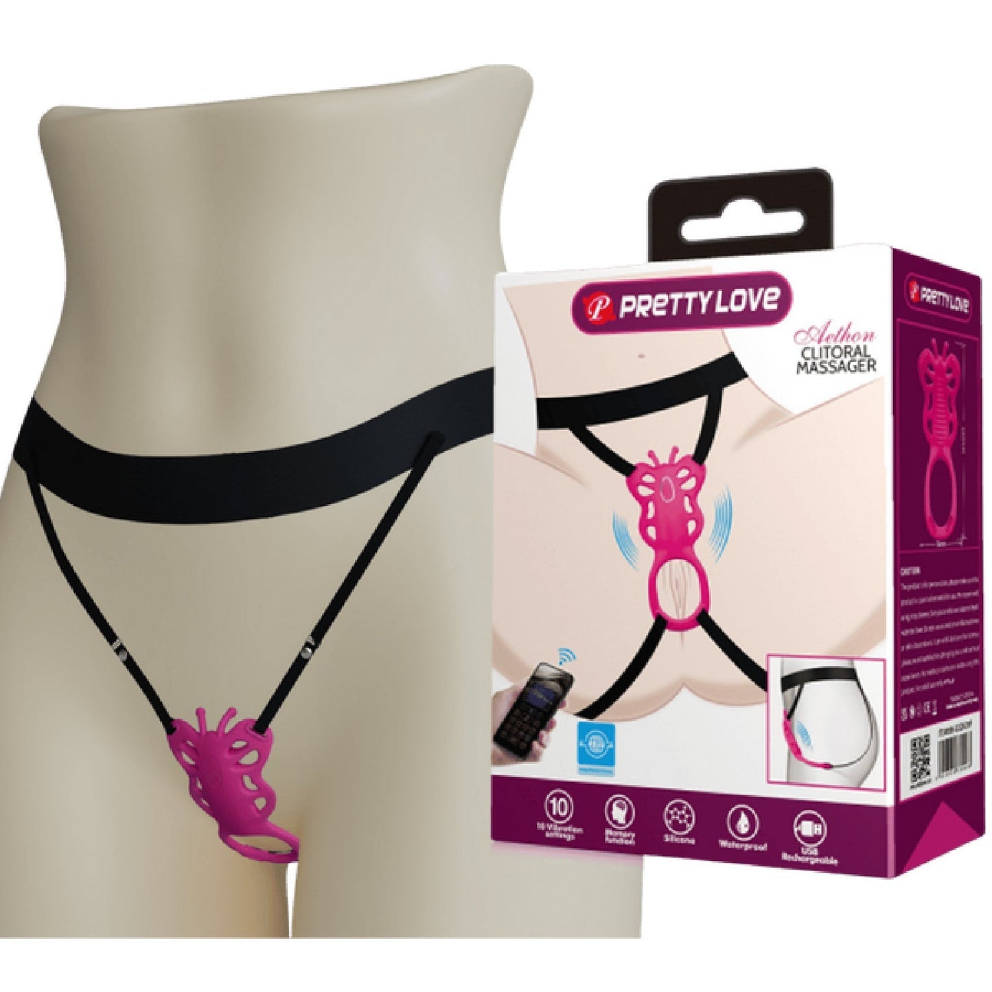 PrettyLove Aethon – Rechargeable Strap-On Butterfly Massager With App Control and 10 Vibration Patterns
