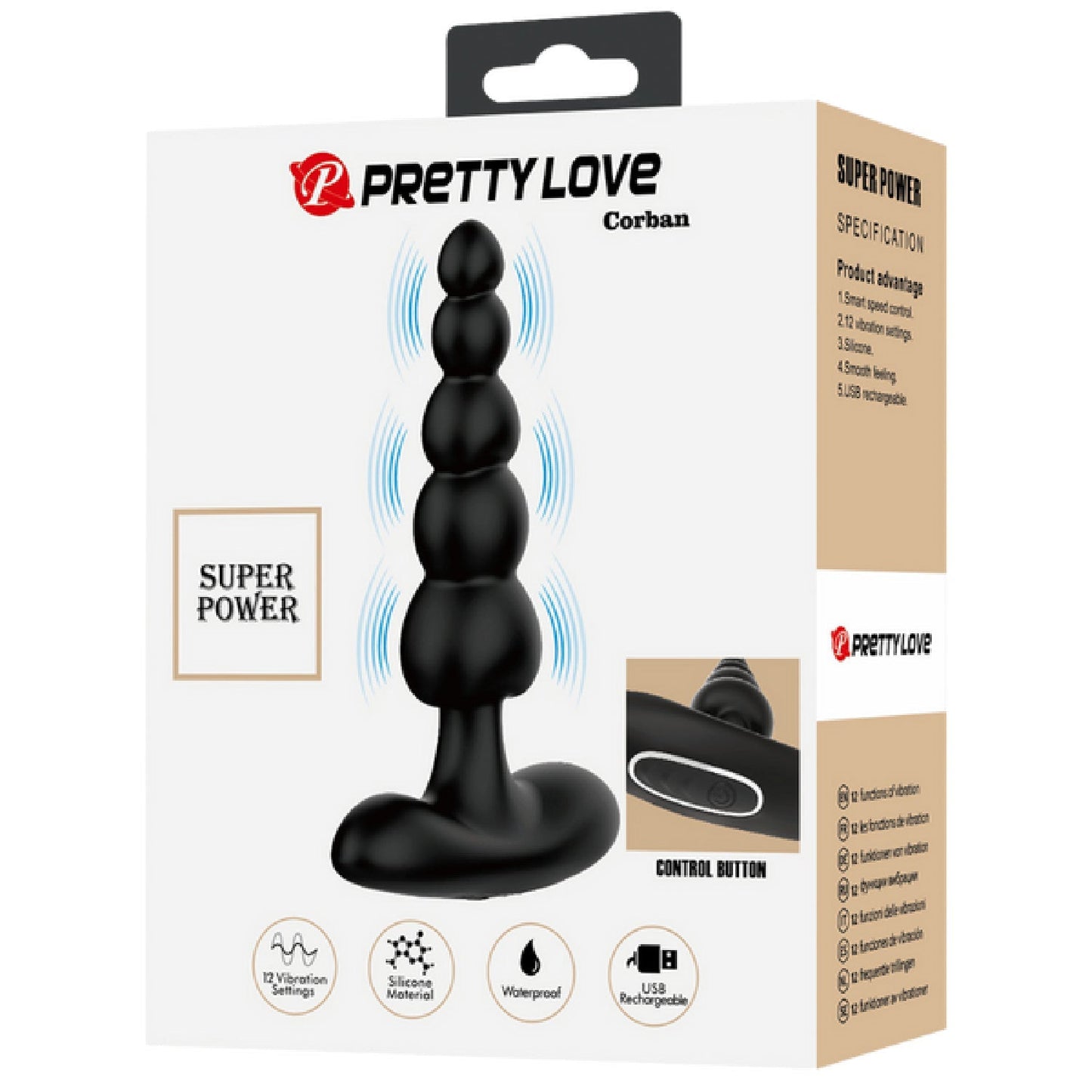 Corban Rechargeable Butt Plug – Flexible Graduated Anal Beads Sex Toy
