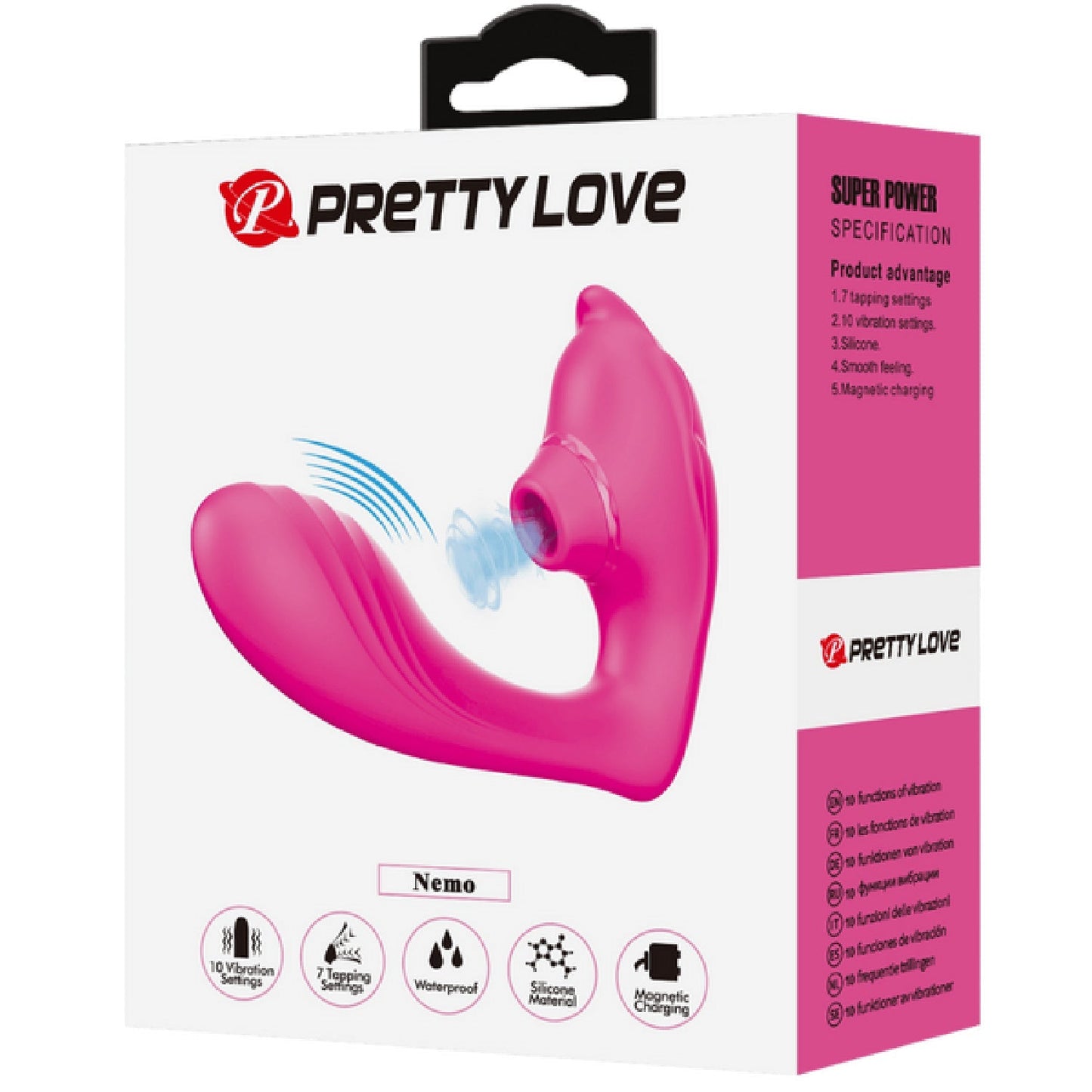 PrettyLove Nemo – Waterproof, Rechargeable With 10 Vibration And 7 Tapping Settings Clitoral Stimulator