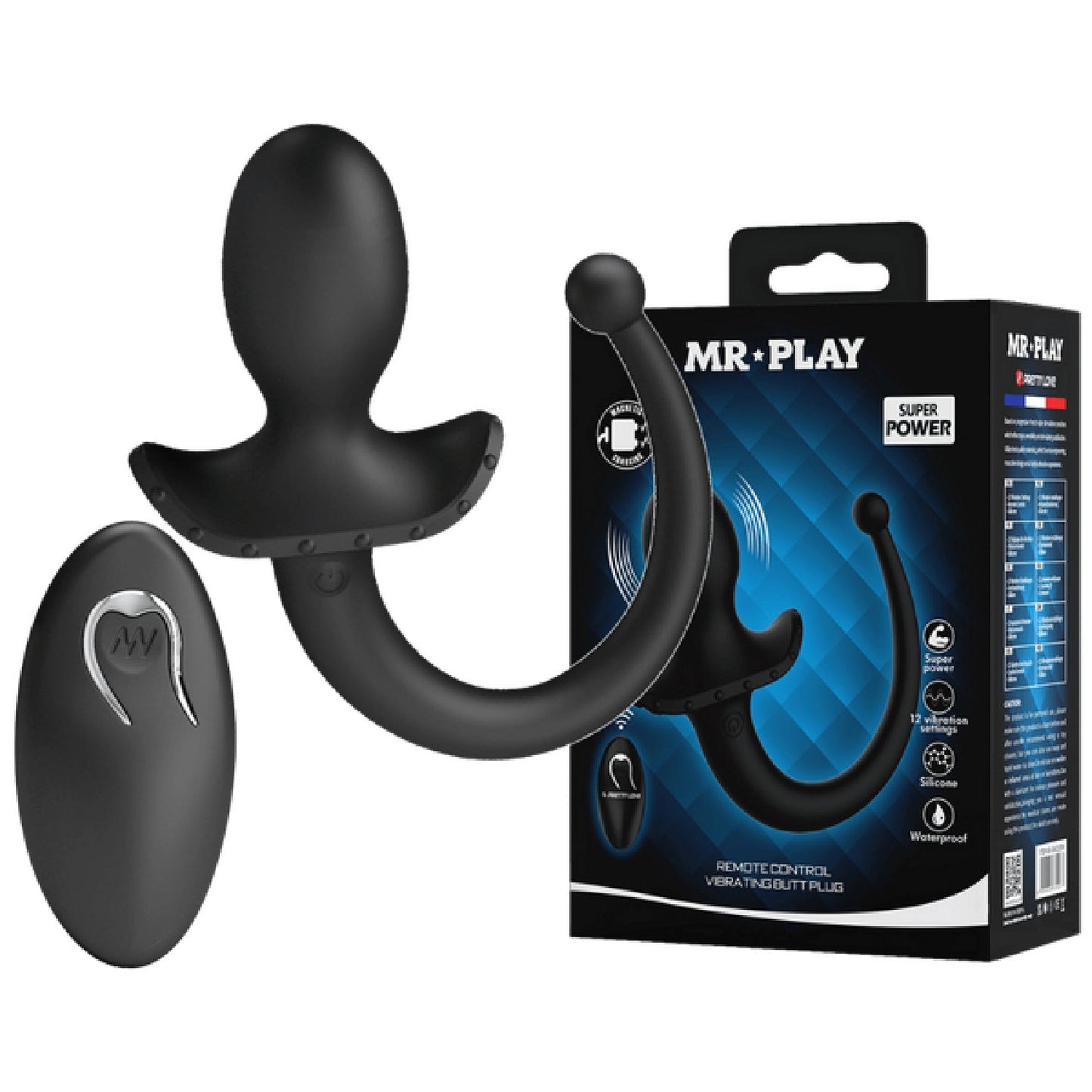 Remote Control Vibrating Butt Plug Tail (Black) – App-Compatible Wearable Vibrator with 12 Modes
