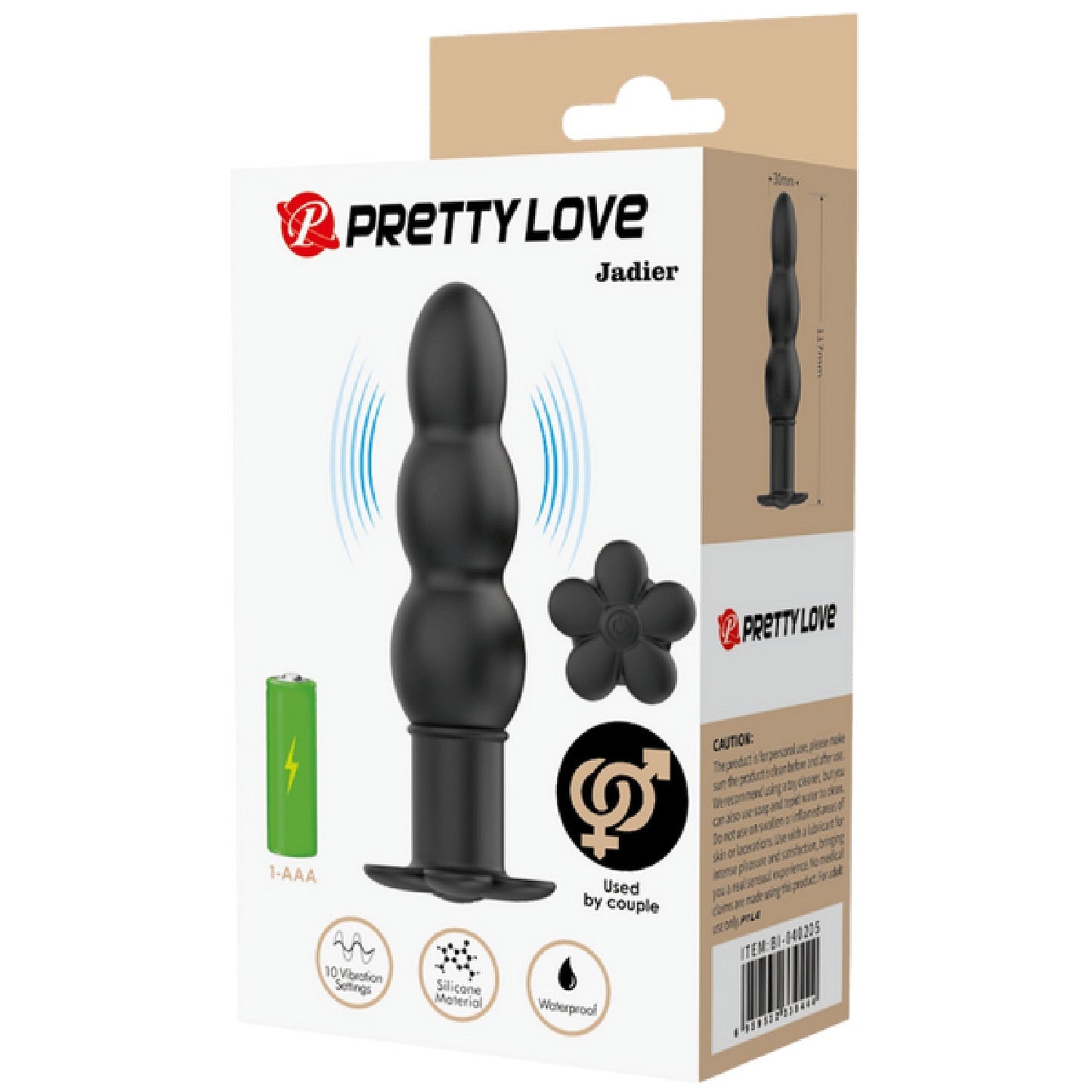 Jadier Silicone Butt Plug – Smooth Skin Safe Anal Toy with 10 Vibration Settings