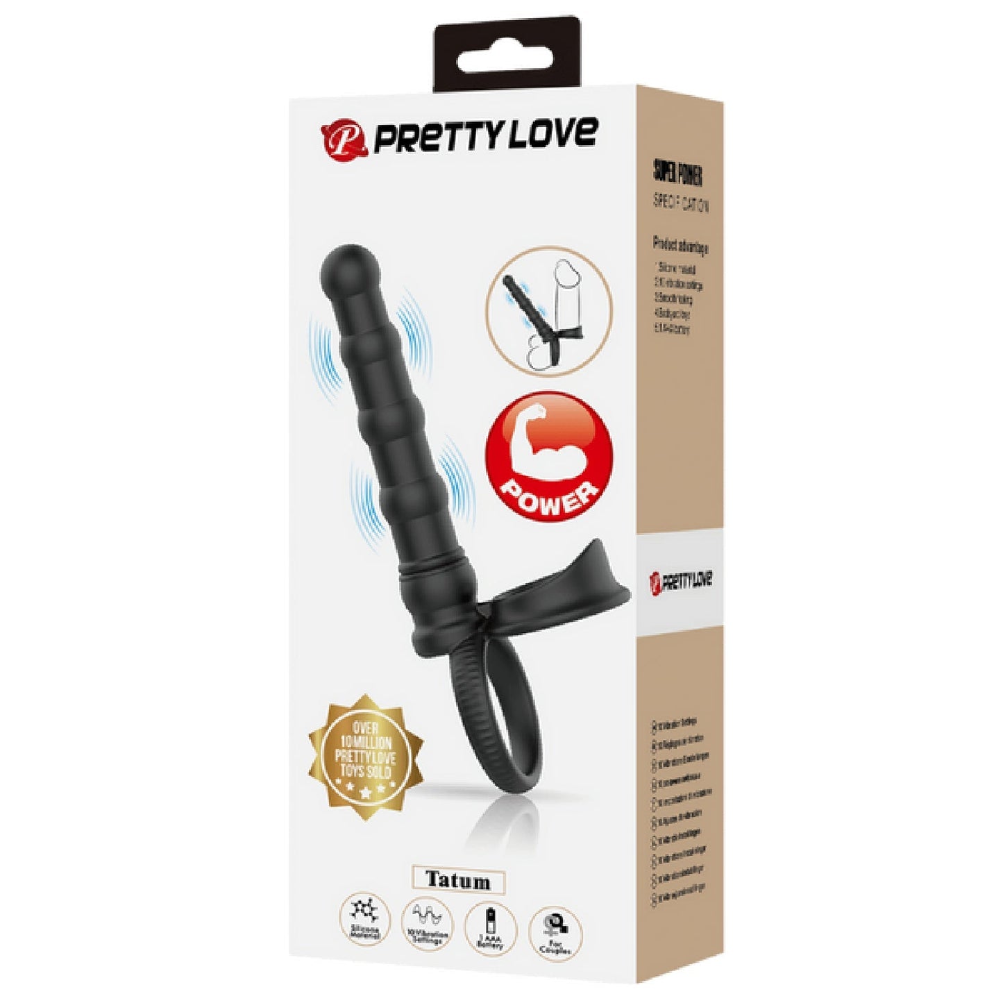 Tatum Cock Ring with Anal Probe – Silicone 10 Frequency Vibrating Cock Ring